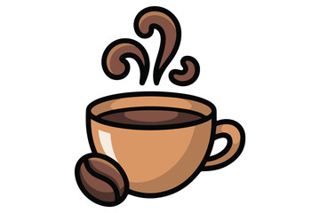 Hot coffee cup with steam colorful silhouette icon flat vector illustration
