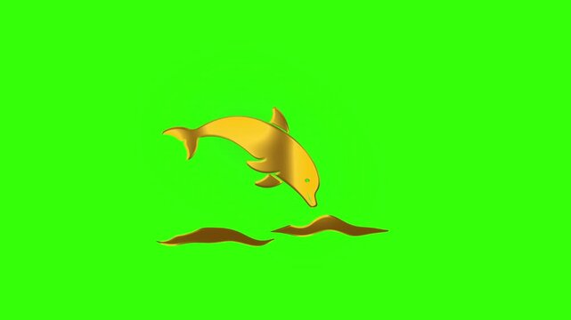 Gold Icon on dolphin with Green Screen Background