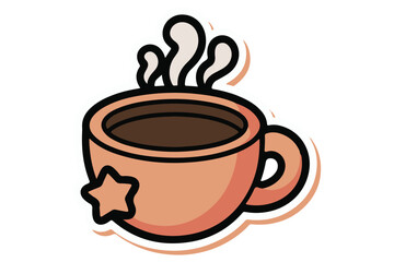 Hot coffee cup with steam colorful silhouette icon flat vector illustration
