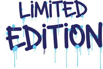 Limited edition text in dark blue with dripping paint effect art editable vector file
