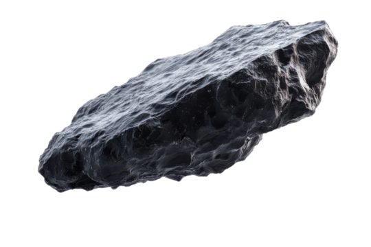 dark rock formation with rough texture against a for geological studies on transparent background