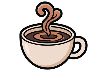 Hot coffee cup with steam colorful silhouette icon flat vector illustration
