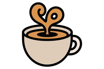 Hot coffee cup with steam colorful silhouette icon flat vector illustration
