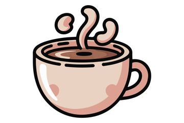 Hot coffee cup with steam colorful silhouette icon flat vector illustration
