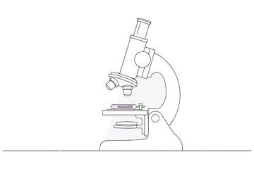 Vector art of microscope with a slide, a scientific instrument used for viewing small objects