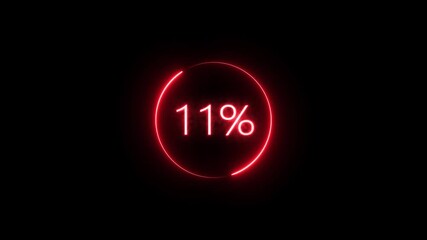 Counting from 0 to 23% animation. Neon counter percentage number.  - Powered by Adobe