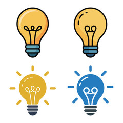 Four bright ideas conceptual light bulb icons for innovation and creativity