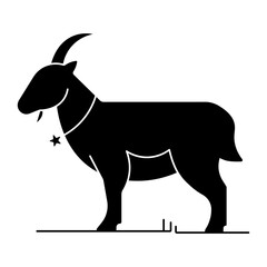 Goat Solid Icon Vector, Farm Animal Illustration