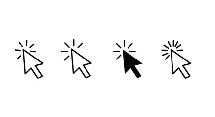 Four simple black and white cursor icons shown in varying states