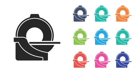 A black outline of a shaving bowl and brush in various colors