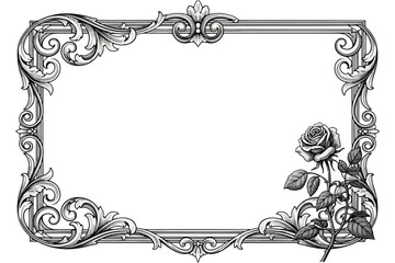 Vector art of elegant vintage frame with rose, perfect for adding a touch of classic beauty