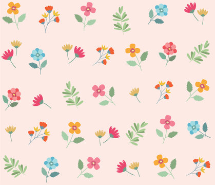 flower patterns, plants, seasons, and leaves of various shapes