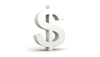 Isolated 3D white dollar sign on white background