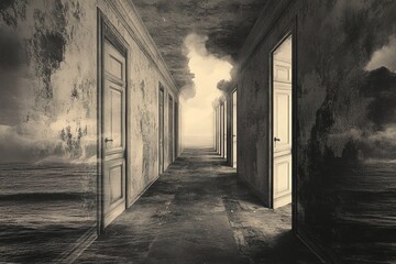 surreal dreams of an endless hallway lined with doors to other worlds