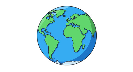 Fototapeta premium Cartoon Earth Globe Featuring Continents and Oceans.
