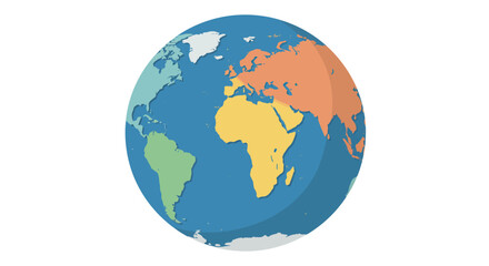 Fototapeta premium Stylized Globe Illustration with Continent Colors and Ocean Blue.