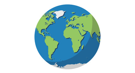 Fototapeta premium Cartoon Earth Globe with Continents and Oceans Illustration.