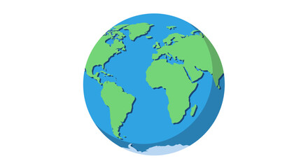 Fototapeta premium Cartoon Earth Globe with Green Continents and Blue Oceans.
