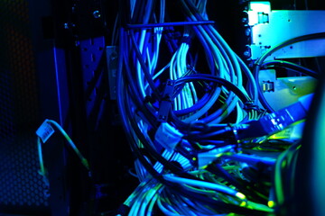 Intricate Network Cables in Dark Environment
