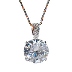 Diamond pendant necklace on chain isolated on transparent background