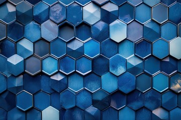 tessellated hexagonal pattern in cool blue tones