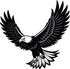 Black tribal eagle vector silhouette in flight with wings spread, a symbol of freedom and wildlife