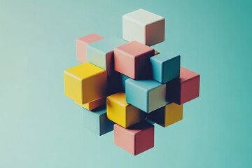 Obraz premium 3D geometric cubes stacked in impossible formations