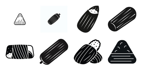 tamale simple silhouette vector illustration icon set