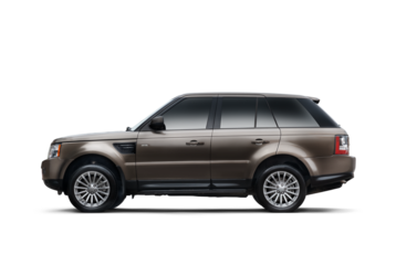 Full left side view of a brown SUV photographed against a transparent background