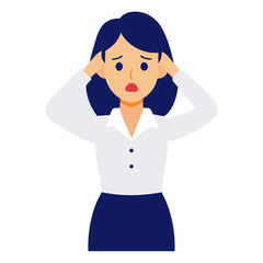 Stressed woman in business attire experiencing burnout and anxiety in a modern office environment