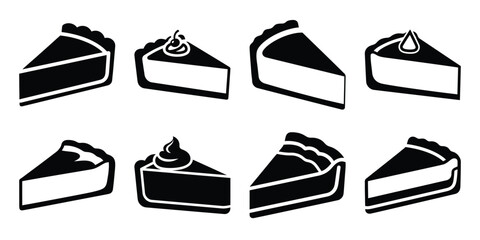 cheesecake slice simple silhouette vector illustration icon set