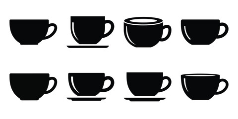 coffee cup simple silhouette vector illustration icon set