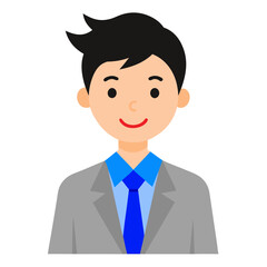 Cartoon businessman character illustration wearing a suit and tie against a white background clean look