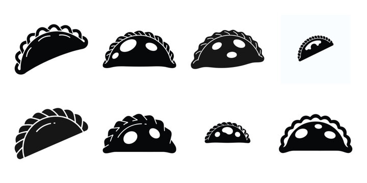 empanada simple silhouette vector illustration icon set