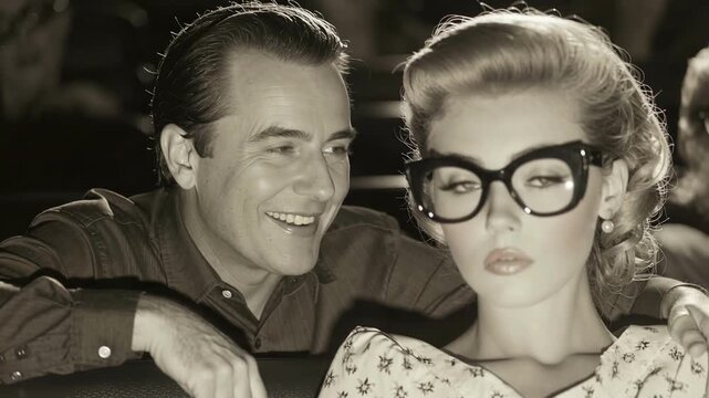 Retro cinema moments featuring an intriguing conversation between two characters in a vintage film setting