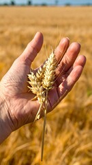 Hand holding wheat