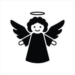 Simple cartoon angel with wings and halo a friendly heavenly being