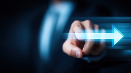 Hand pointing forward arrow technology