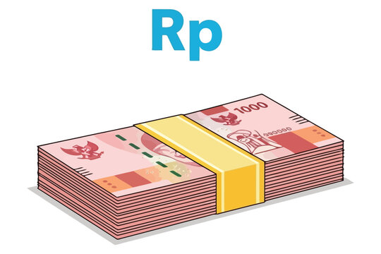 Vector art of a stack of indonesian rupiah banknotes, representing wealth and financial transactions