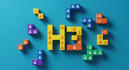 Fototapeta premium Human Resources Management and Team Building Concept with Blocks.