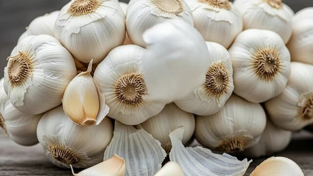 garlic on a wooden table
