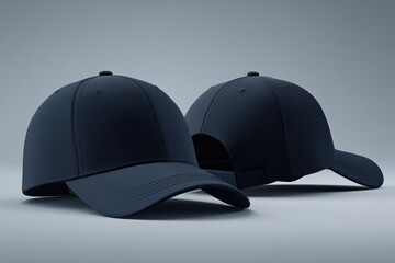 Stylish Headwear: Showcasing two sleek baseball caps in a modern, minimalist design, offering a versatile accessory option.