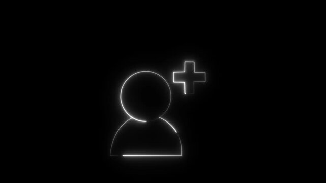 White Glowing Neon Man  User Icon Animation on Black Background &ndash; Crumbling Sand Particle Effect. 