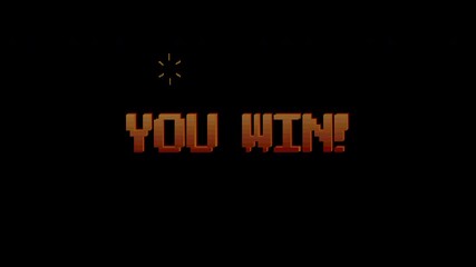 You win 8bit text animation on black background. Suitable for retro and arcade game. 4k video. - Powered by Adobe