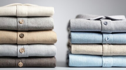 Stacked shirts in various colors