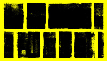 Ink roller textures set, grunge stamp texture, dust overlay dirty backgrounds with rough edges, letterpress grain texture design