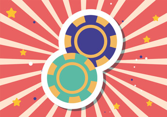 Casino simple flat style chips concept. Vector graphic design illustration element