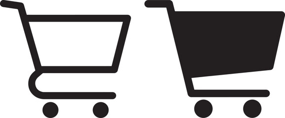 Two shopping cart icons silhouette