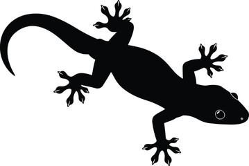Lizard silhouette illustration, reptile vector design, gecko animal artwork, wildlife nature graphic, tropical creature symbol, black reptilian shape for biology or decor