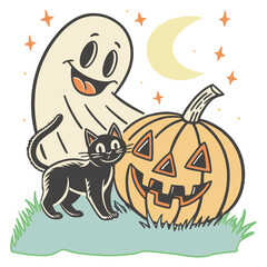 Vintage Halloween Style Illustration